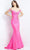 Jovani - JVN07639 Off Shoulder Ruched Trumpet Gown Special Occasion Dress 00 / Fuchsia