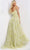Jovani - JVN08416 Leaf Motif A-line Slit Gown Prom Dresses