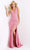 Jovani - JVN08508 Plunging Neck Illusion Panel Glitter Jersey Dress Special Occasion Dress 00 / Fuchsia