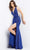 Jovani - JVN08508 Plunging Neck Illusion Panel Glitter Jersey Dress Special Occasion Dress 00 / Royal