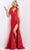 Jovani - JVN08512 Plunging V-Neck Embellished Lace Gown Prom Dresses 00 / Red