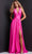 Jovani JVN08640 - Plunging Halter Prom Dress with Slit Prom Dresses 00 / Hot-Pink