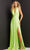 Jovani JVN08640 - Plunging Halter Prom Dress with Slit Prom Dresses 00 / Lime