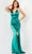 Jovani JVN09635 - Ruched Satin Slit Prom Dress Prom Dresses 00 / Emerald
