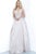 Jovani - JVN2206 Floral Embroidered V-Neck Ballgown Ball Gowns 00 / Nude