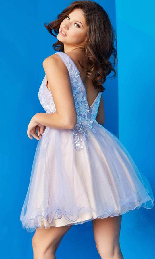 JVN by Jovani JVN22516 - V-Neck Sequin A-Line Short Dress