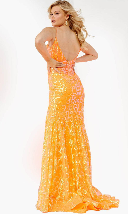 JVN by Jovani JVN23216 - Sequined Deep V-Neck Prom Gown
