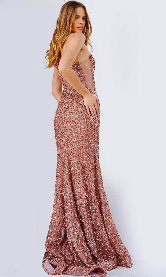 JVN by Jovani JVN23770 - Draped Shoulder Sequin Prom Dress