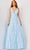 Jovani JVN24182 - V-Neck Butterfly Applique Prom Gown Prom Gown 00 / Light-Blue