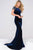 Jovani Jvn41449 Cap Sleeve Fitted Velvet Prom Dress - 1 pc Navy in size 2 Available CCSALE 2 / Navy