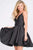 Jovani - JVN47315SC Gorgeous V-Neck A-Line Satin Cocktail Dress - 1 pc Black in Size 8 Available CCSALE 8 / Black