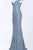 Jovani - JVN60139 Patterned Sparkle Off Shoulder Long Gown Evening Dresses 00 / Light Blue