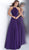 Jovani - JVN64114 Embroidered Halter Neck A-line Dress Special Occasion Dress 00 / Purple