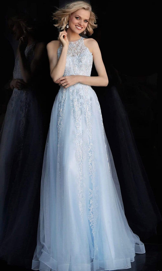 JVN by Jovani - JVN64157 Sleeveless Lace Embroidered Tulle Gown