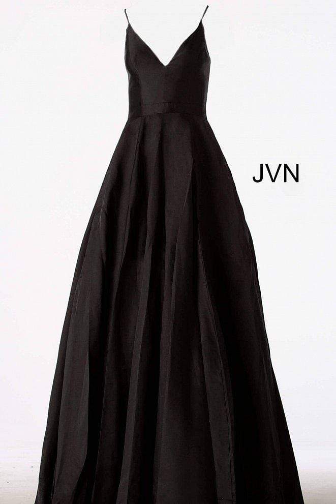 JVN by Jovani JVN66673 - Plunging V-neck Ballgown With Cutout Back