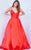 Jovani - JVN66673 Plunging V-neck Ballgown With Cutout Back Ball Gowns