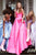 Jovani - JVN66673 Plunging V-neck Ballgown With Cutout Ball Gowns 00 / Hot-Pink