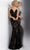 Jovani - JVN66971 Lace Deep V-neck Trumpet Dress With Train Special Occasion Dress 00 / Black