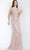 Jovani - JVN66971 Lace Deep V-neck Trumpet Dress With Train Special Occasion Dress 00 / Dusty Pink