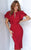 Jovani - Knee Length Angel Sleeve Sheath Dress 00759SC - 1 pc Navy In Size 12 Available CCSALE