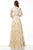 Jovani - Long Floral Ornate V-Neck A-Line Dress 65637 - 1 pc Beige In Size 16 Available CCSALE 16 / Beige