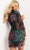 Jovani - Long Sleeve Floral Ornate Cocktail Dress 07517SC - 1 pc Black/Multi In Size 2 Available CCSALE 2 / Black/Multi
