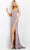 Jovani - Plunging V-Neck Backless Glittered High Slit Gown 02914SC - 1 pc Ultra Violet In Size 0 Available CCSALE 0 / Ultra Violet