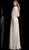 Jovani - Quarter Sleeve Draped Surplice A-Line Gown 64018 CCSALE 22 / Off White