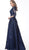 Jovani - Quarter Sleeve Embellished A-Line Dress 61170SC - 1 pc Navy In Size 12 Available CCSALE 12 / Navy
