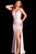Jovani - Ruched V-Neck Jersey Evening Gown with Slit JVN51553SC - 1 pc Black In Size 4 and 1 pc Blush in Size 4 Available CCSALE 4 / Blush