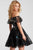 Jovani - Ruffled Off-Shoulder Floral Beaded Cocktail Dress 54430SC - 1 pc Black/Multi In Size 6 Available CCSALE 6 / Black/Multi-Color