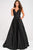 Jovani - Satin Spaghetti Straps V Neckline Prom Dress JVN48791 Special Occasion Dress 00 / Black