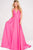 Jovani - Satin Spaghetti Straps V Neckline Prom Dress JVN48791 Prom Dresses 00 / Hot-Pink