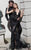 Jovani - Sequined Deep V-Neck Trumpet Dress 60283SC CCSALE 0 / Black