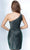 Jovani - Short One Shoulder Beaded Sheath Dress 1247SC -2 pc Black/Green In Size 2 and 4 Available CCSALE