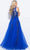 Jovani - Sleeveless Lace Embellished A-Line Gown JVN59046SC - 1 pc Navy/Aqua in Size 10 Available CCSALE 10 / Navy/Aqua
