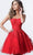 Jovani - Strapless Floral Lace Applique Tulle Cocktail Dress JVN1830 - 1 pc Off-White/Nude in in Size 0 Available CCSALE 2 / Red