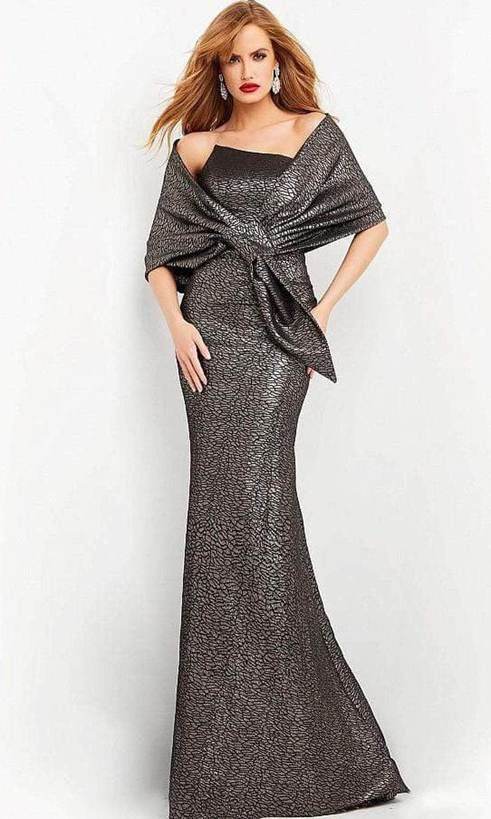 Jovani - Strapless Metallic Trumpet Evening Gown 06867SC - 1 pc Oyster In Size 14 Available CCSALE 14 / Oyster