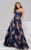 Jovani Strapless Surplice Sweetheart Floral A-Line Gown 51540 - 1 pc Navy/Multi In Size 12 Available CCSALE 12 / Navy/Multi