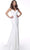 Jovani - Studded V-Neck Jersey Trumpet Evening Gown 63563SC - 1 pc Black in Size 4 and 1 pc White in Size 12 Available CCSALE 12 / White