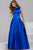 Jovani - Stunning Satin Boat Neckline V Back Ball Gown 42470 Prom Dresses 0 / Royal