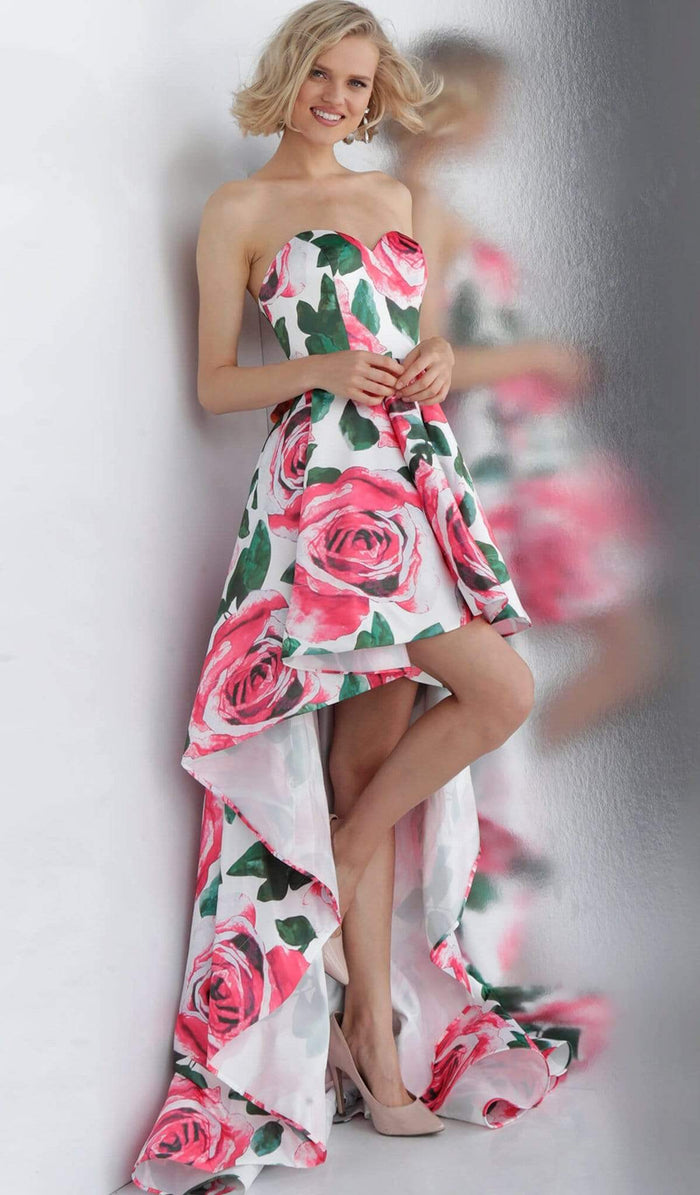 Jovani - Sweetheart Floral A-Line High Low Dress JVN67698SC - 1 pc Print In Size 8 Available CCSALE 8 / Print
