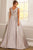 Jovani V-neck Beaded Satin Ballgown 25190 - 1 pc Silver In Size 24 Available CCSALE 24 / Silver