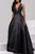 Jovani - V Neck Mikado Prom Ballgown with Pleated Skirt JVN47530 Bridesmaid Dresses 00 / Black