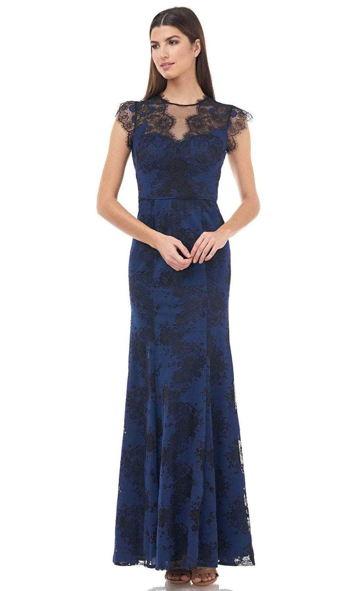 JS Collections 866732 - Illusion Neck Laced Evening Dress Mother of the Bride Dresess 4 / Navy Black