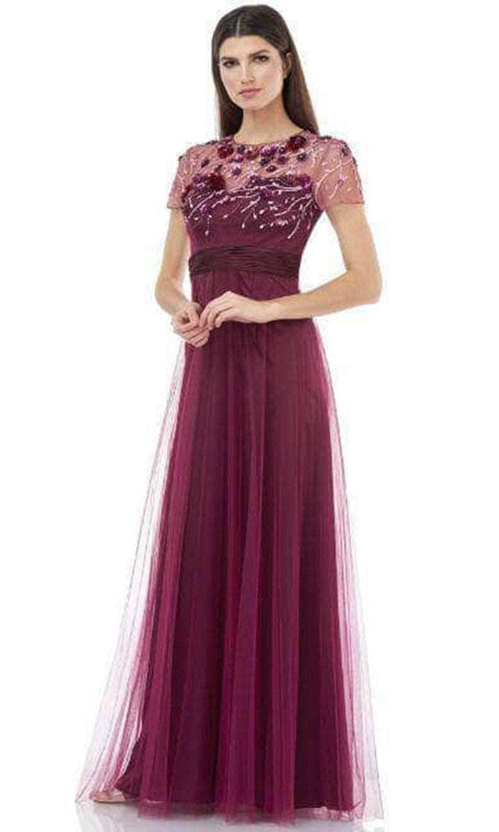 JS Collections 867132 - Floral Applique Mesh Overlay Evening Gown Special Occasion Dress 2 / Jam Multi
