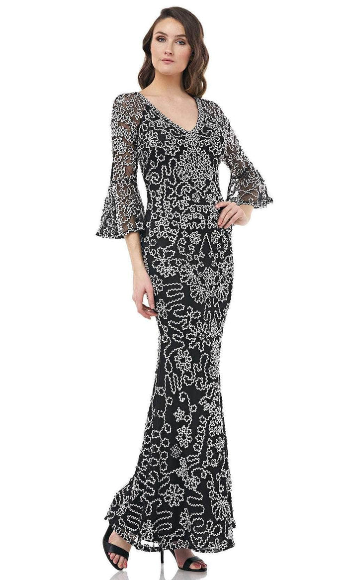 JS Collections 867193 - Flounce Sleeve Soutache Formal Gown Mother of the Bride Dresses 2 / Black Ivory