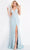 JVN by Jovani - JVN00864 Embellished Deep V-neck Sheath Dress With Slit Evening Dresses 00 / Light-Blue