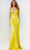JVN BY Jovani JVN08595 - Deep V-Neck Seamed Prom Gown Special Occasion Dress 00 / Yellow
