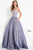 JVN by Jovani - JVN2206 Floral Embroidered V-Neck Ballgown Ball Gowns 00 / Periwinkle